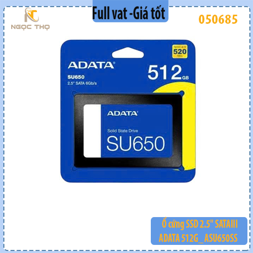 ADATA SU650 512GB 2.5′′ SATA III SSD ฮาร์ดไดรฟ์ (ASU650SS-512GT-R) – สินค้าของแท้ – Full VAT –