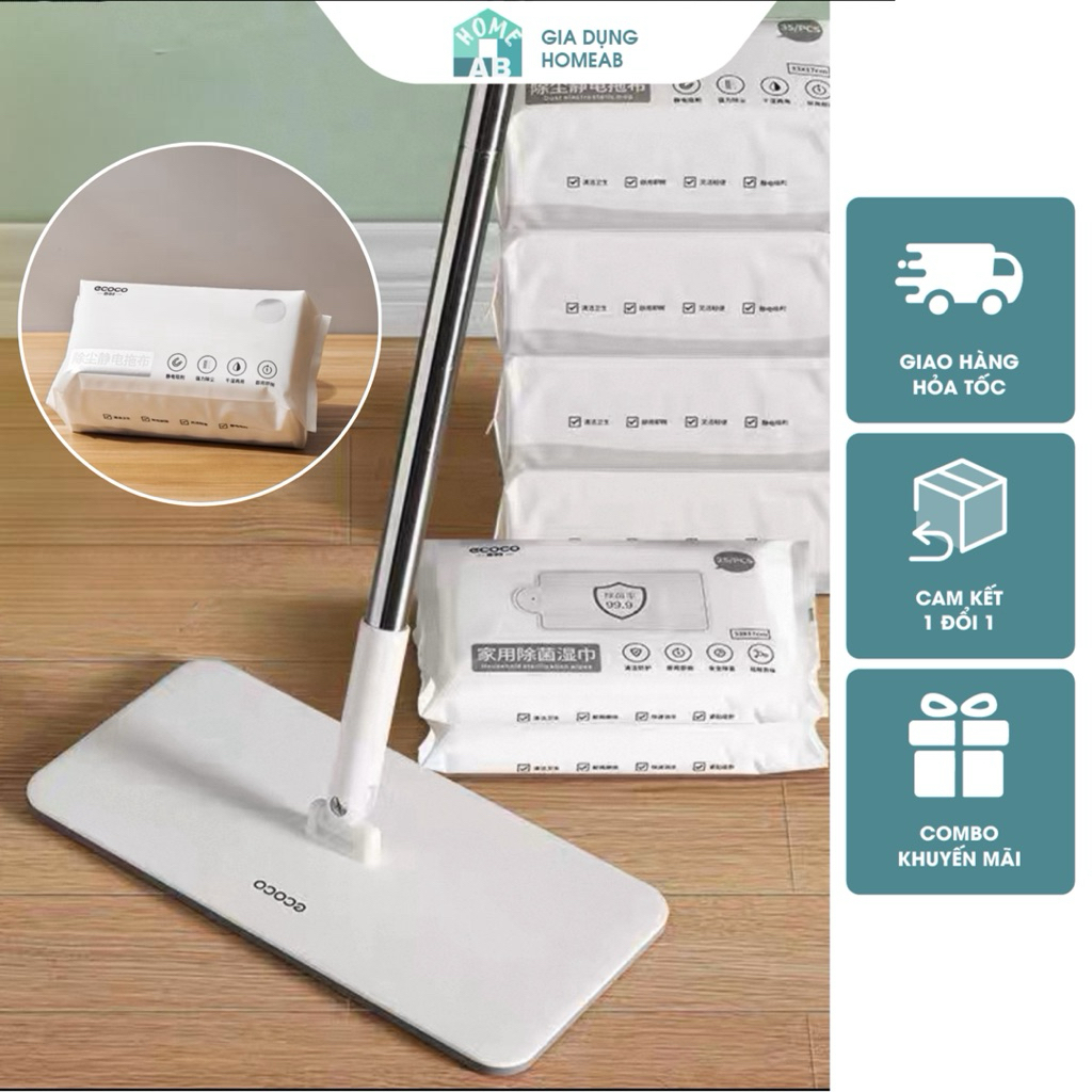 ECOCO ผ้าเช็ดทําความสะอาดเปียกต้านเชื้อแบคทีเรียและผ้าขนหนูแห้งสําหรับทําความสะอาดพื้น, ผ้าขนหนูทดแท