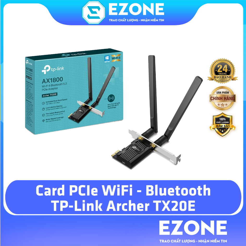 TP-Link Archer TX20E PCIe Bluetooth 5.2 WiFi 6 AX1800 อะแดปเตอร์การ์ด WiFi