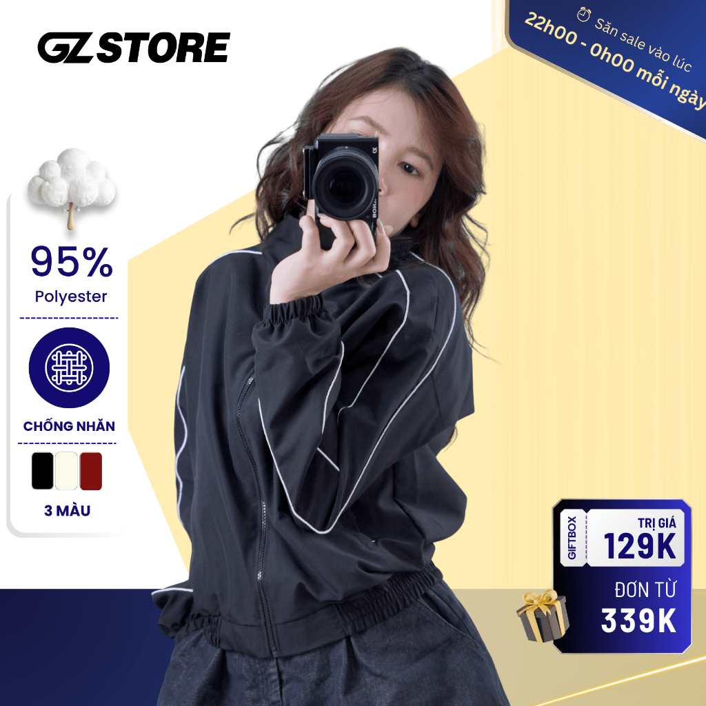 GZ Croptop Jacket ลมคุณภาพสูง 2 ชั้น คอเต่า สไตล์สปอร์ต GZAKA10