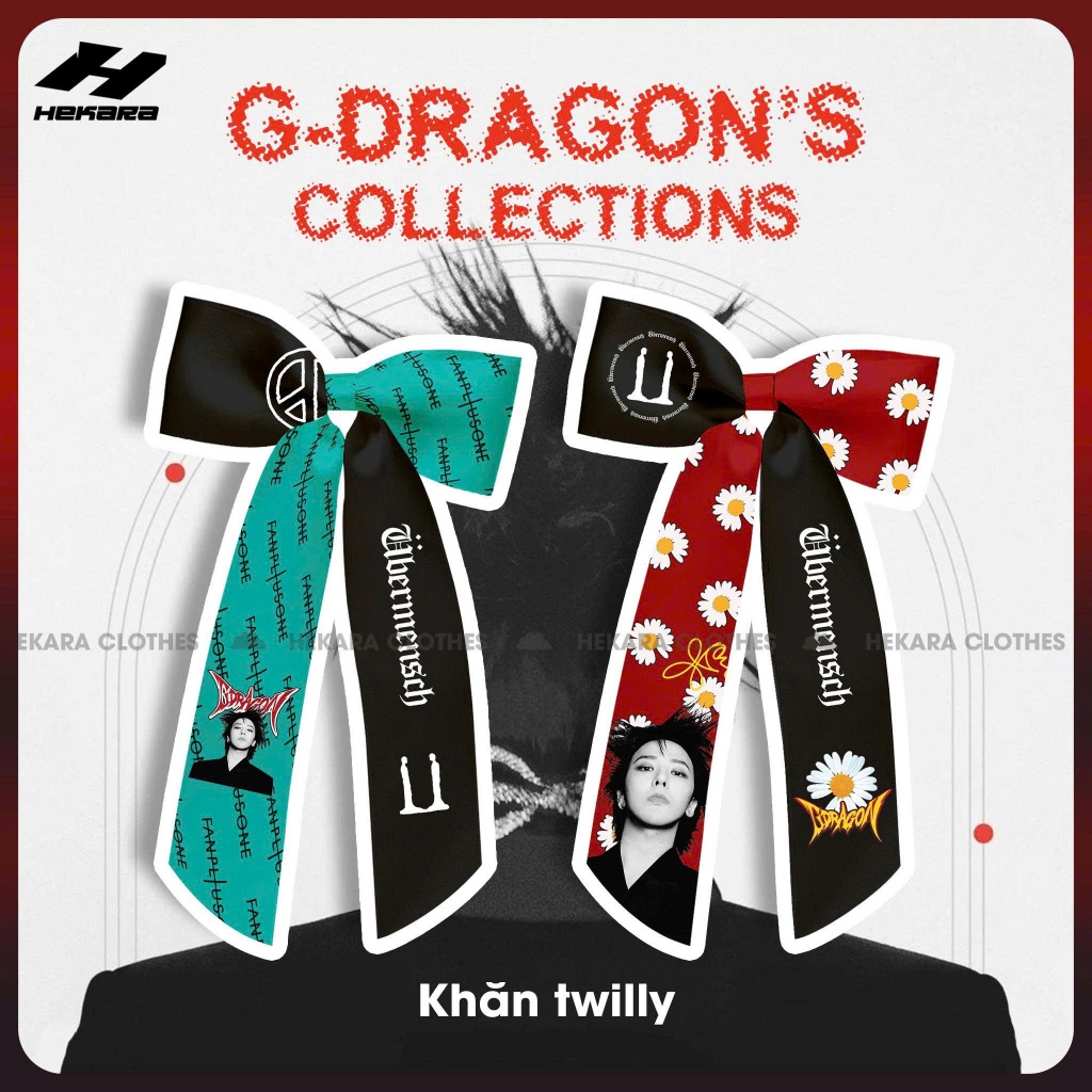 G-DRAGON Bandana Large 60x60cm ผ้าพันคอดอกเบญจมาศสีขาว Unisex