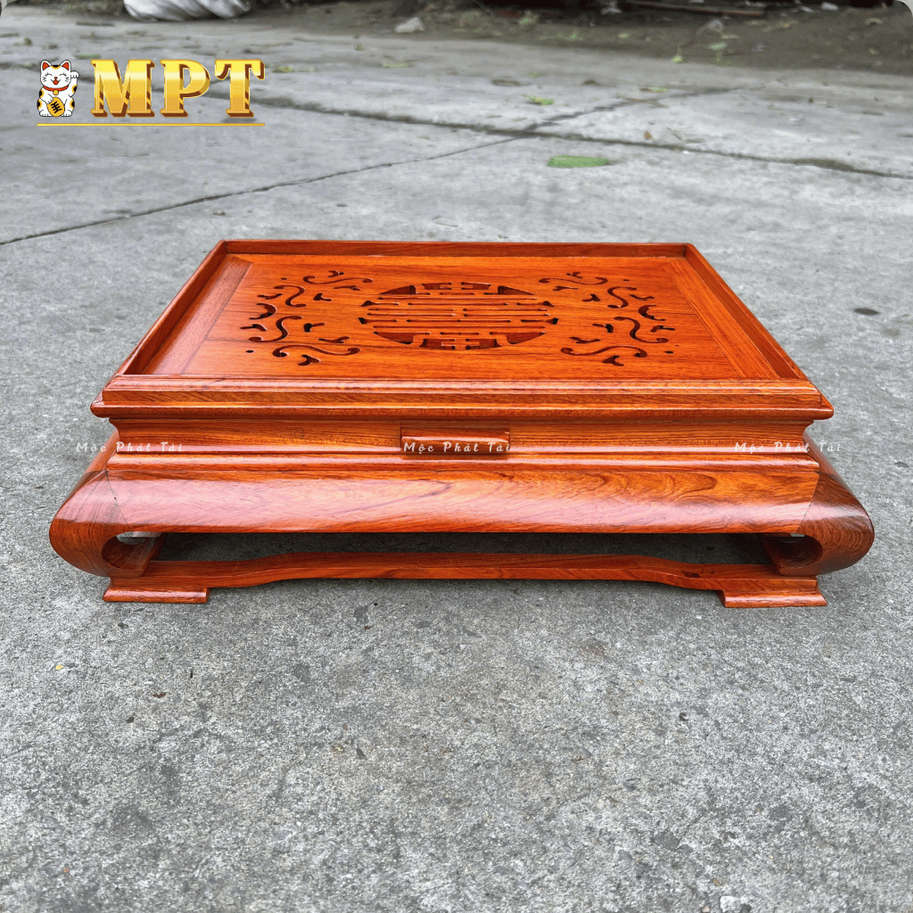 Vip Smooth Kneeling Tea Tray in Incense Stone ไม้ ขนาด 47 x 37 สูง 15 ซม.