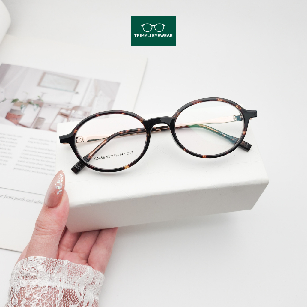 Y2k เทรนด์มาแรง y2k Trimyli Glasses 0958 กรอบแว่นตาทรงรีทรงกลม