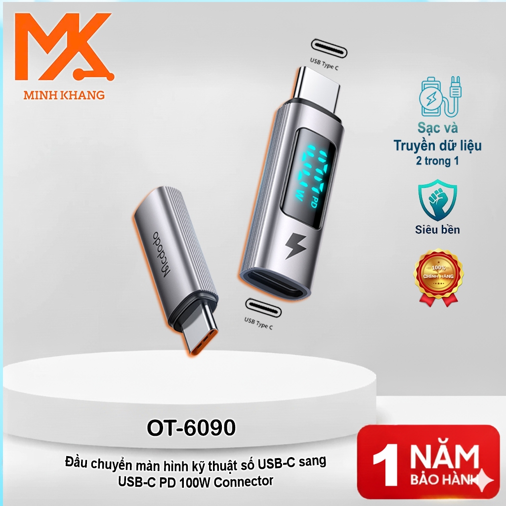 Mcdodo OT-6090 Monitor Adapter – USB-C to USB-C รองรับ PD 100W, จอแสดงผล