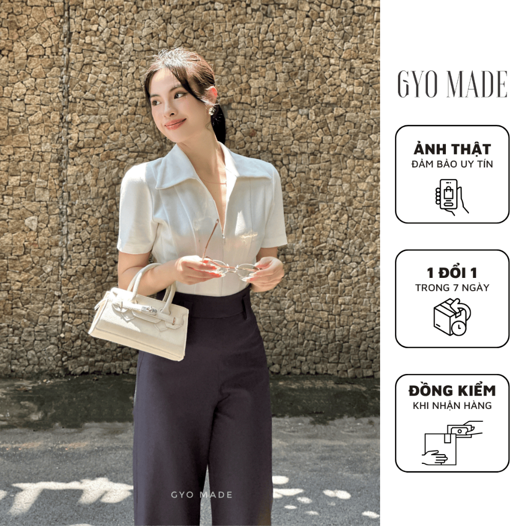GYOMADE เสื้อโปโลผู้หญิงยางยืด Bobby คุณภาพสูงมีซิปยางยืด 4 ทิศทางหนาเรียบหรู | GA089