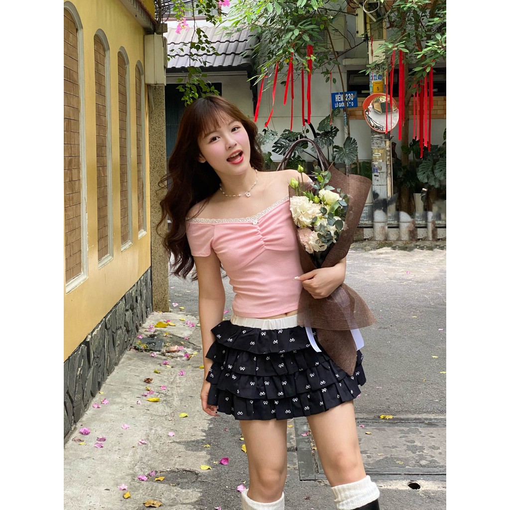 Moodie - กระโปรงมินิเลเยอร์ | กระโปรงสั้นโบว์ชั้น