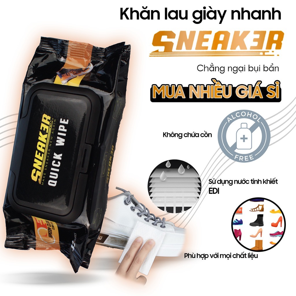 Sneak3r Quick Wipe ผ้าเช็ดทําความสะอาดเปียกทําความสะอาดรองเท้าอเนกประสงค์ แพ็ค 32 ชิ้น ทําความสะอาดร