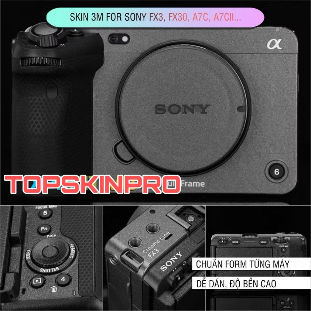 สติ๊กเกอร์และผิวหนังนูน 3M 2080 สําหรับกล้อง Sony A7c, Sony FX2, FX3, FX30, Sony A7R5...