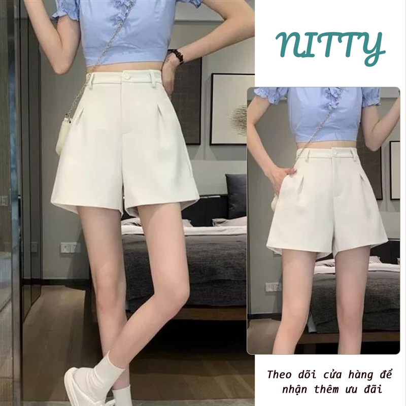 NITTY Womens Retrostyle Shorts High เอวหมีกางเกงขาสั้นสีดําสําหรับสวมใส่ทุกวัน