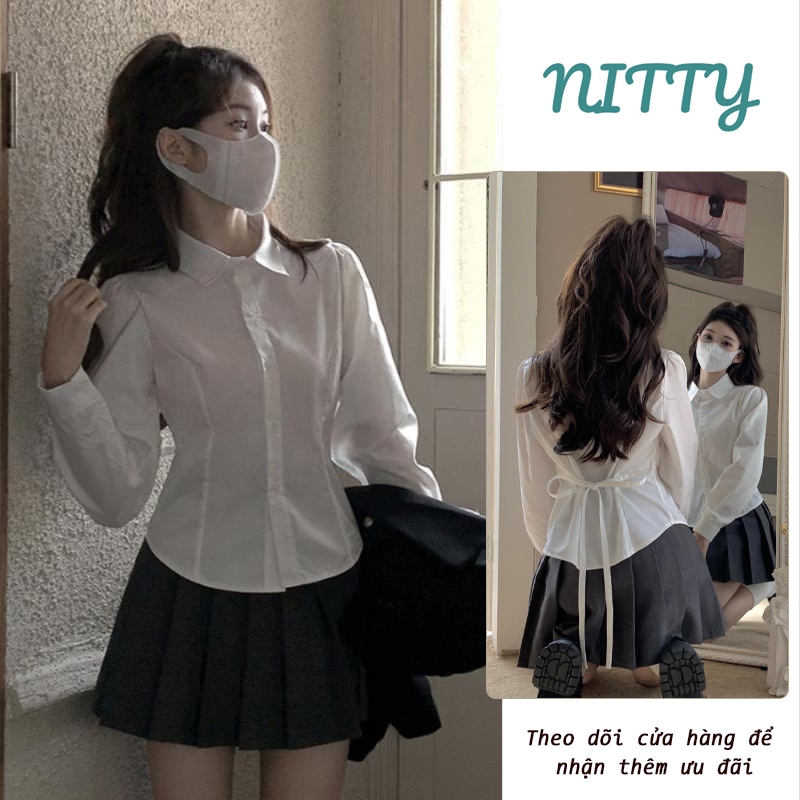 NITTY Korean Fall Fashion Stand Collar Shirt สําหรับผู้หญิง