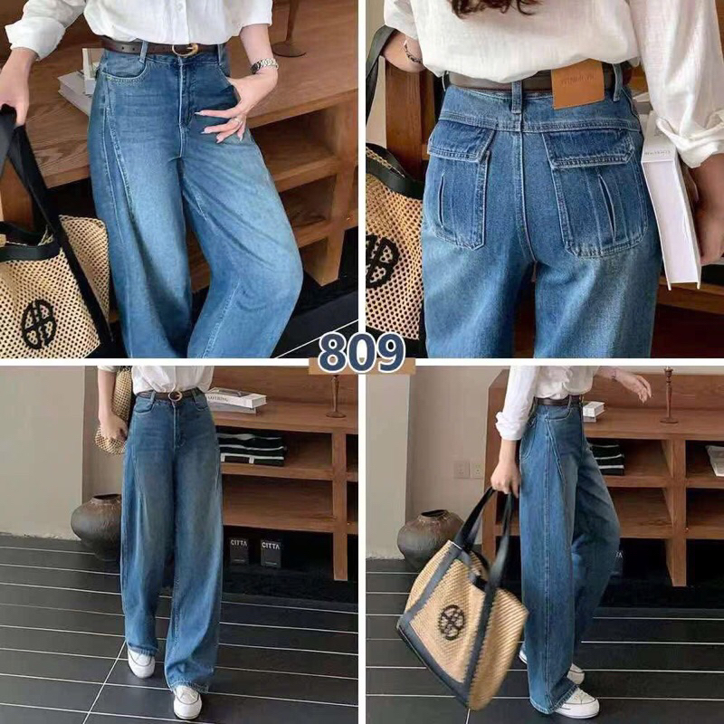 JC01 QCCC STRAIGHT WAIST JEANS ดีไซน์ CROSS-FLOOR