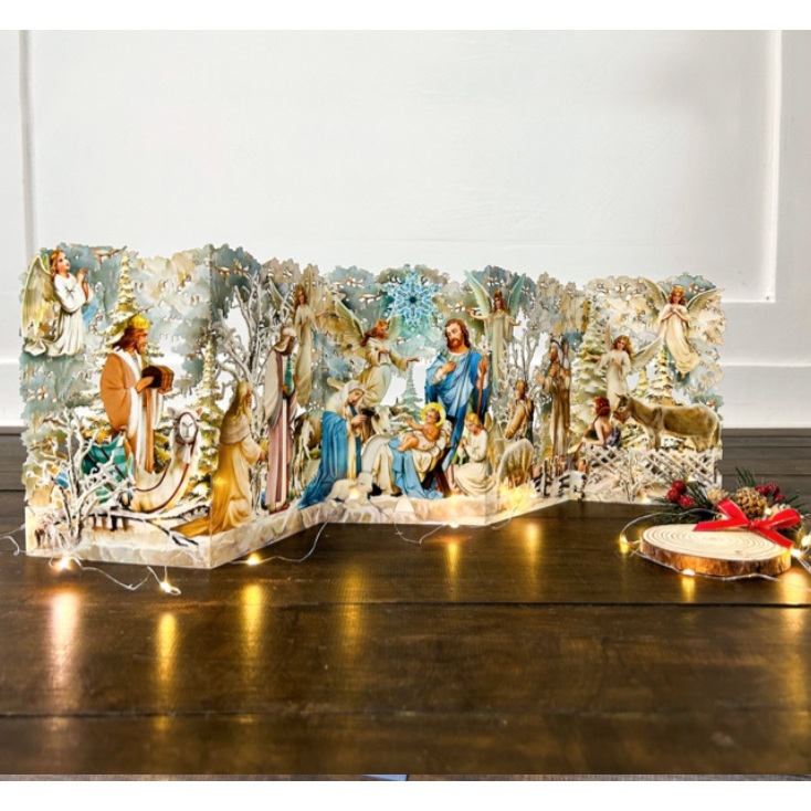 X61 - การ์ดคริสต์มาส 3 มิติพร้อมธีมถ้ํา - สุขสันต์วันคริสต์มาสที่งดงาม