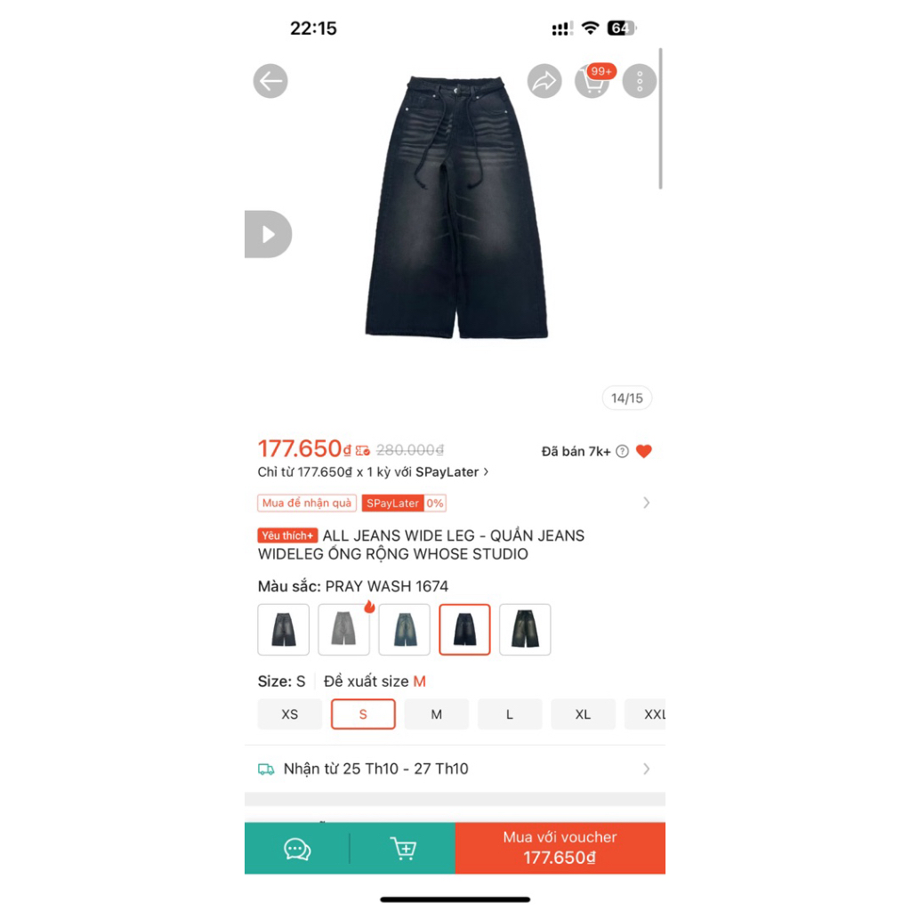 { ล้างอธิษฐานไซส์ S} WHOSE STUDIO WIDELEG JEANS