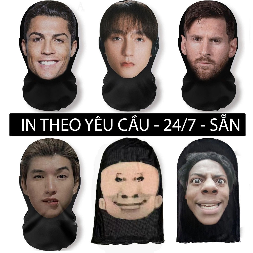 (HN - FIRE) หมวกที่มีตัวละครอันโด่งดัง messi, ronaldo, SPEED, curry, Mbappe, Seamless mask on reques
