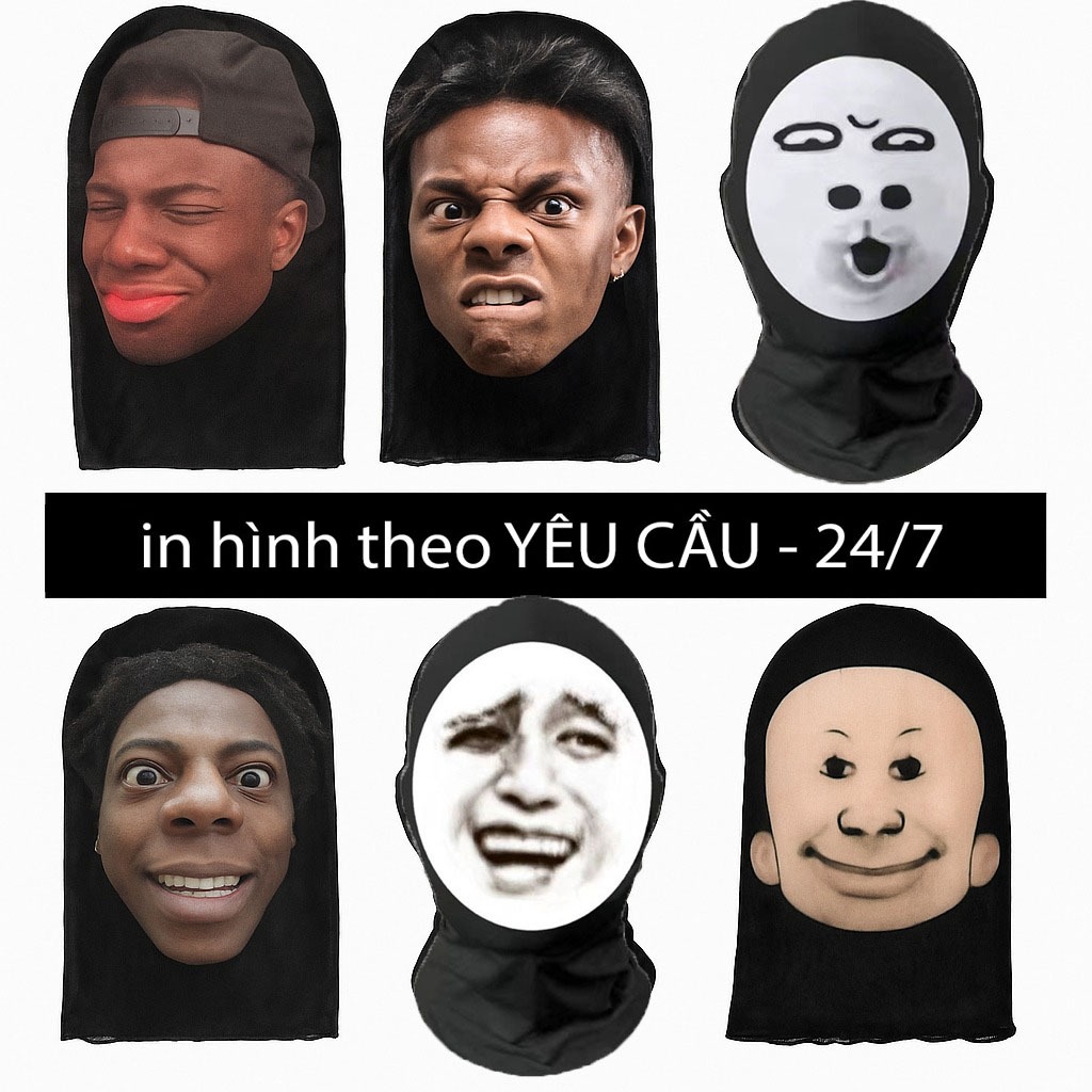(HN - FIRE) ฮูดที่มีความเร็วตัวละครอันโด่งดัง หน้ากากสปีด messi, ronaldo, Mbappe, Seamless Mask