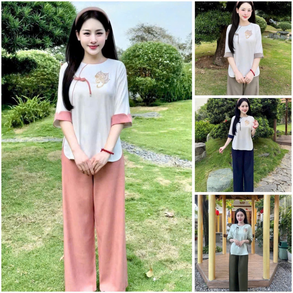 ชุดเจดีย์ Han Tam Silk Pattern Bow เสื้อผ้าผู้หญิง