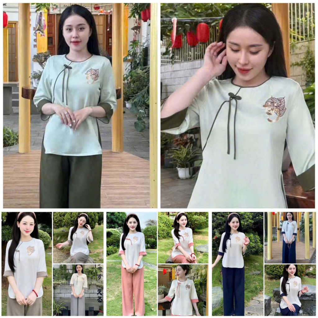 ชุดเจดีย์ Han Tam Silk Pattern Bow เสื้อผ้าผู้หญิง