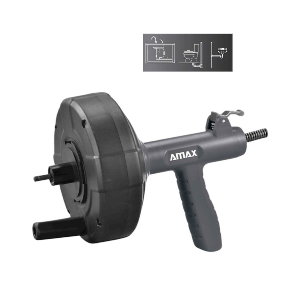 XO Amaxtools ATC-760 เครื่องทําความสะอาดท่อระบายน้ําแบบเจาะ ลวดสปริงยาว 7.5 เมตร