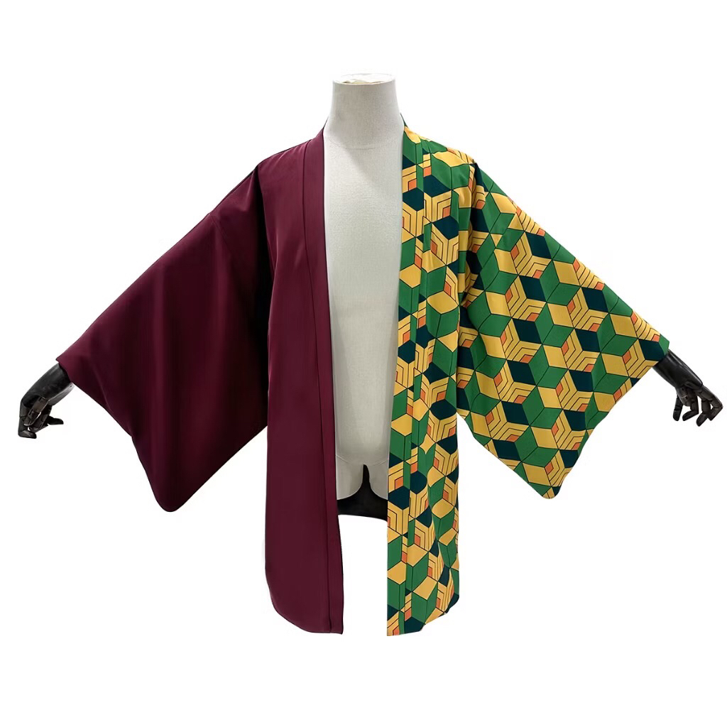 ยี่ห้อ Holoun ️‍ Demon Tomioka Giyuu สีดําสไตล์ปักเสื้อคลุมฮาโอริคอสเพลย์เครื่องแต่งกาย