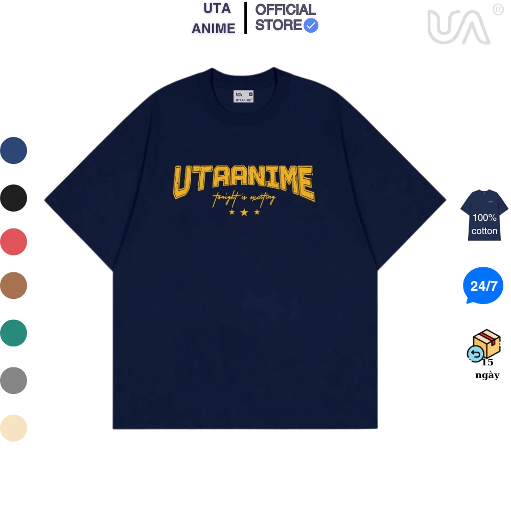 แบรนด์ท้องถิ่น UTA เสื้อยืด ovezie เสื้อยืด unisex สําหรับผู้ชายและผู้หญิง retro uta อะนิเมะคืนนี้