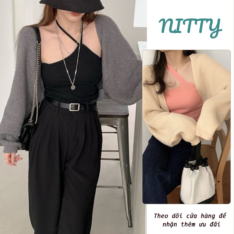 NITTY Womens Batwing Crotop Wool Cardigan