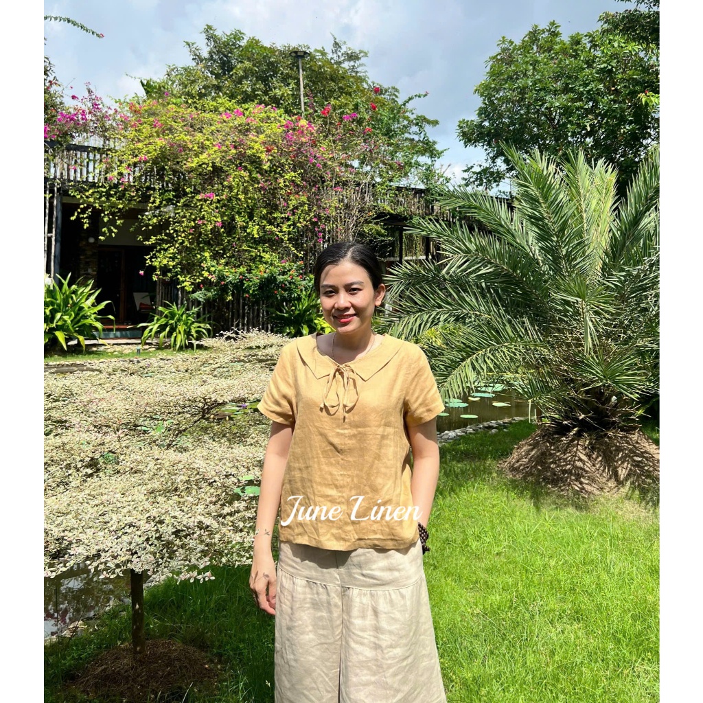 เสื้อคอปกบัวลินินฟอก - JUNE LINEN A34