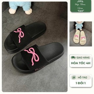 [TẶNG VỚ] Dép Nơ Owenchic, quai ngang Dễ Thương đế cao 4cm Dép Lê Slipper Đế Bằng DéP Nữ Có Quai Cao Su