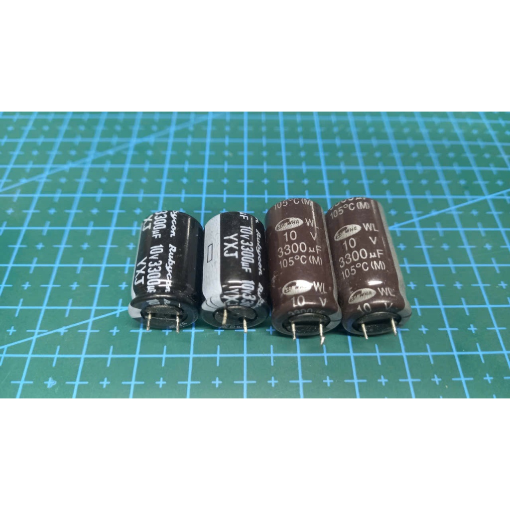 (10 ชิ้น)ตัวเก็บประจุแท้ 10v 3300uf ROBYCOM หรือ 10v 3300uf SANWHA