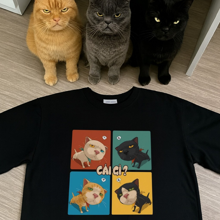 เสื้อยืดแมว Meme Whats the Meme - Happy - เสื้อยืด Silly - เสื้อยืด Oversize Form 250GSM 100Cotton
