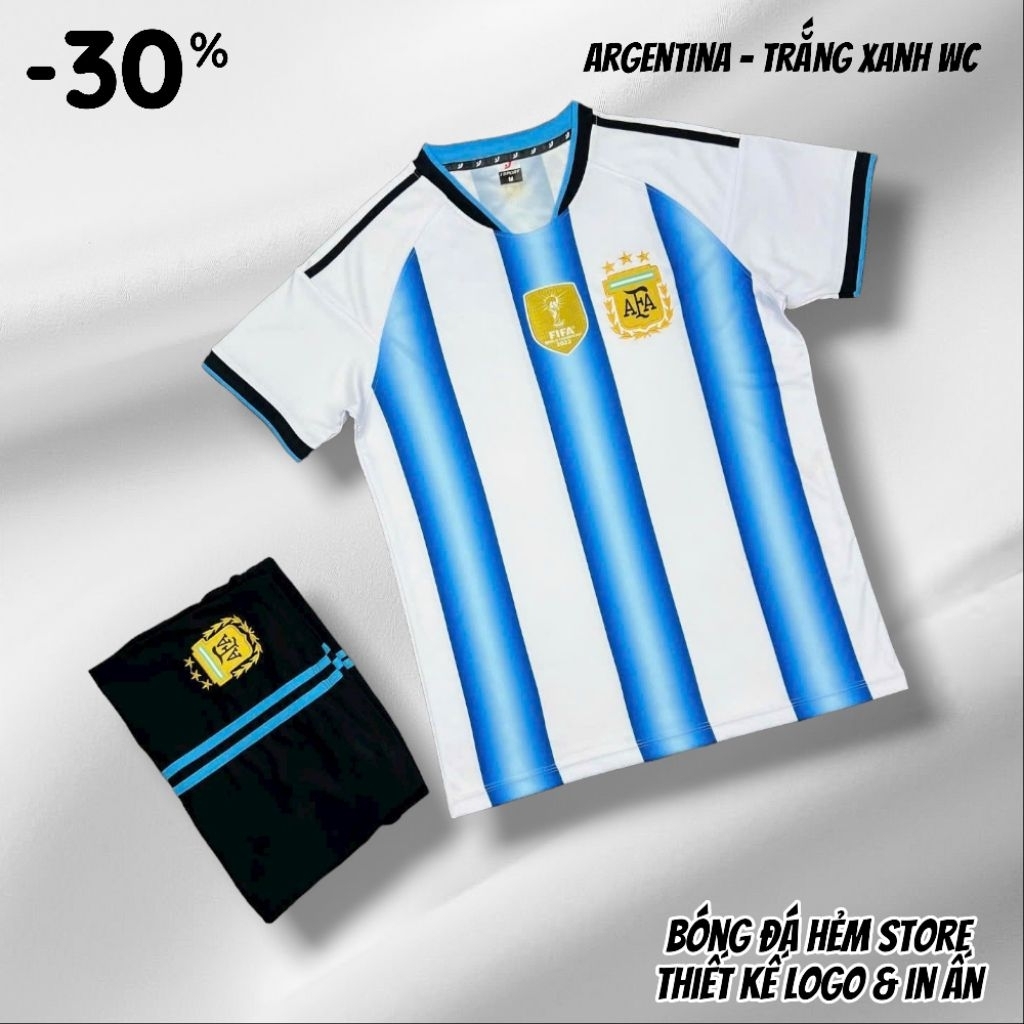 TOP ชุดฟุตบอลสีขาวและสีน้ําเงินอาร์เจนตินา WC 2026 JP ผ้ายืดหยุ่นเย็น ชุดฟุตบอล Argen