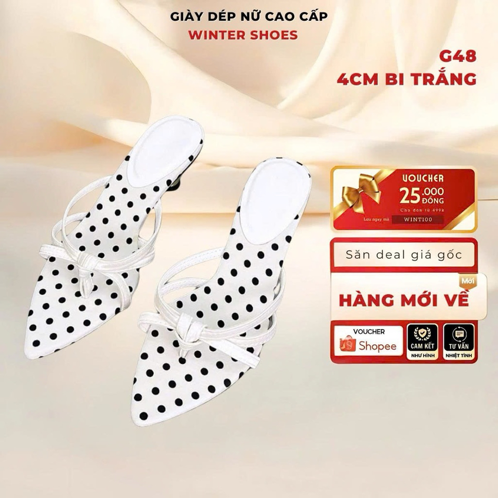 รองเท้าส้นสูง Winters (g48-ลายจุด) น่ารักและทันสมัย 4cm.