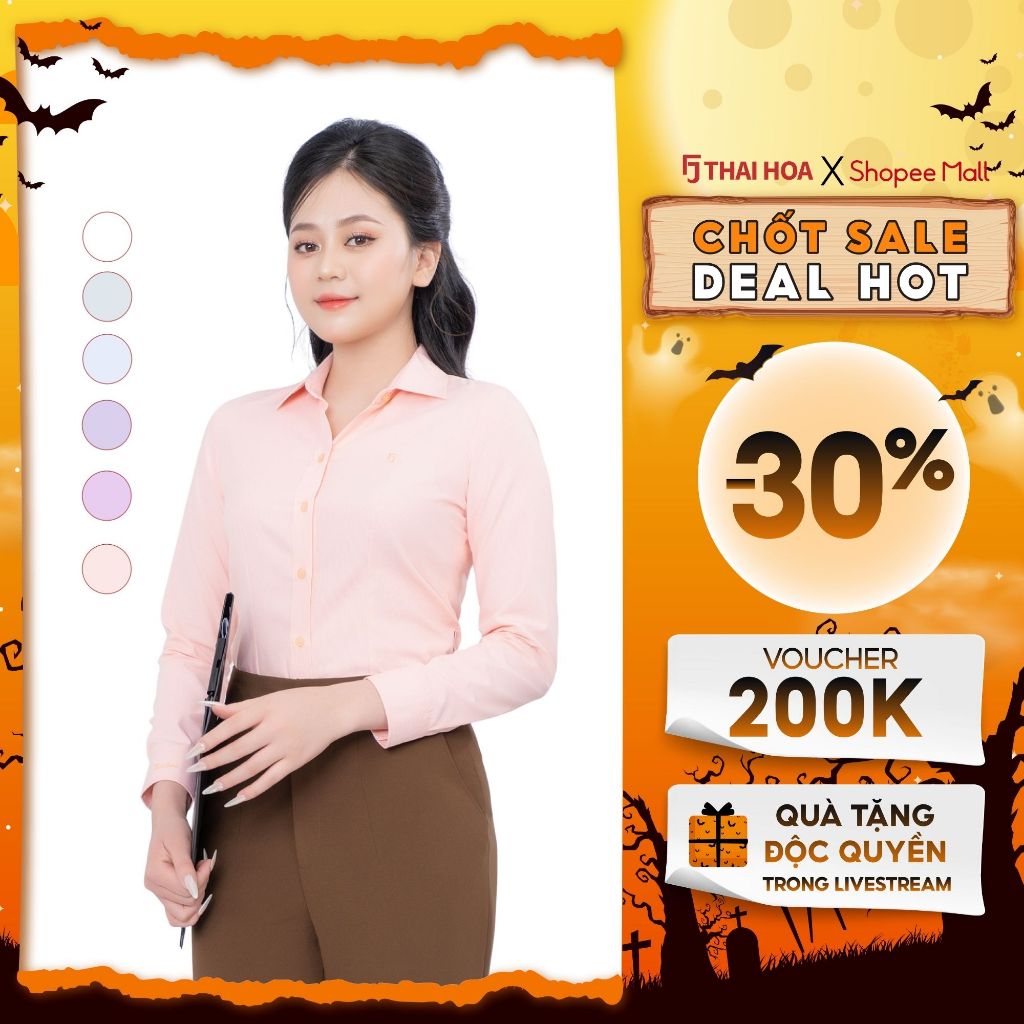 เสื้อเชิ้ตผู้หญิง ASW0101-R04 ผ้าคอตตอนลายสก๊อตแขนยาว ทรงเข้ารูป สีขาวไทยหลากสี