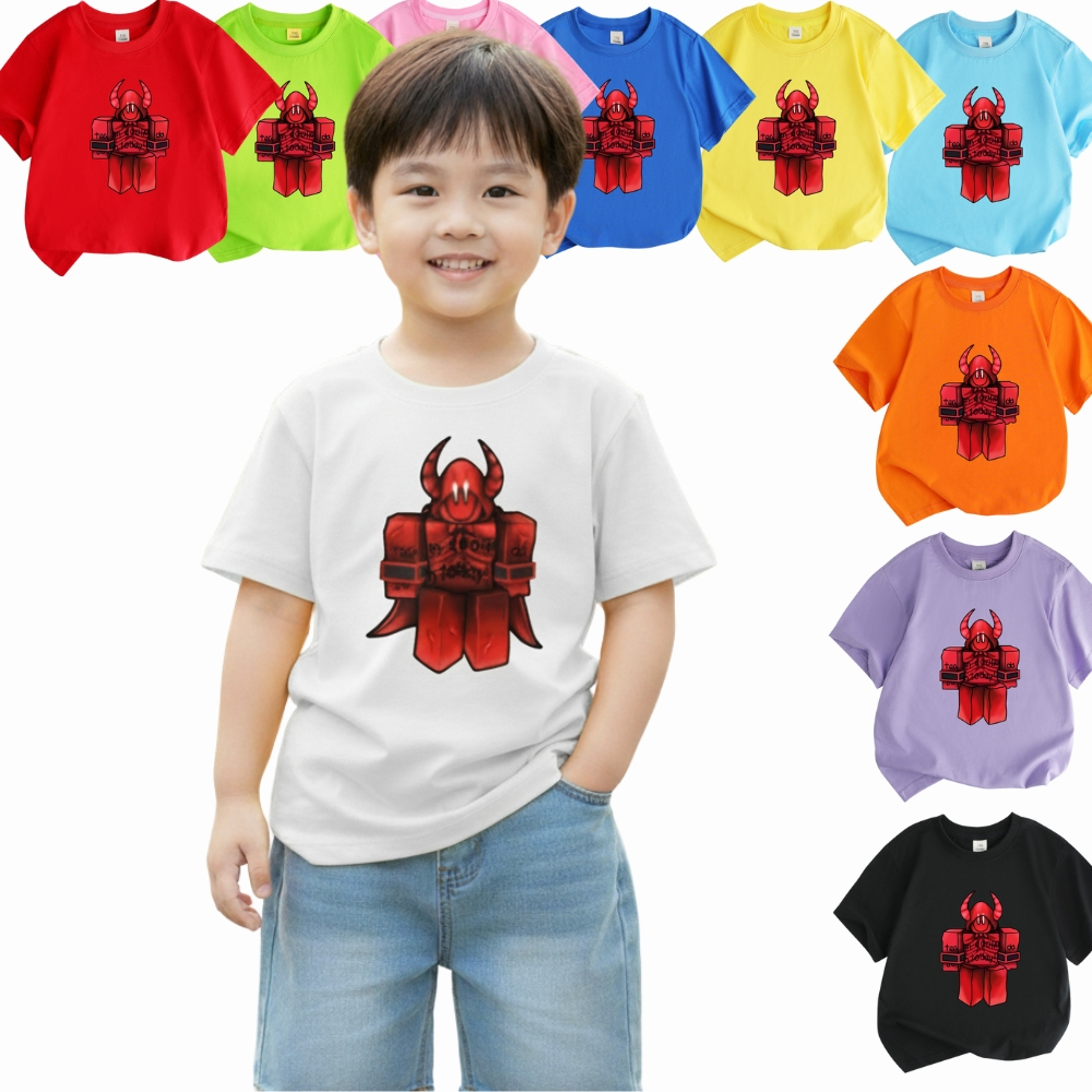 เสื้อยืดเด็กชายและเด็กหญิงพิมพ์ลาย COOLKIDD MILESTONE 4 ROBLOX เสื้อยืดเด็กผ้าโพลีไทยที่นุ่มและเย็นส