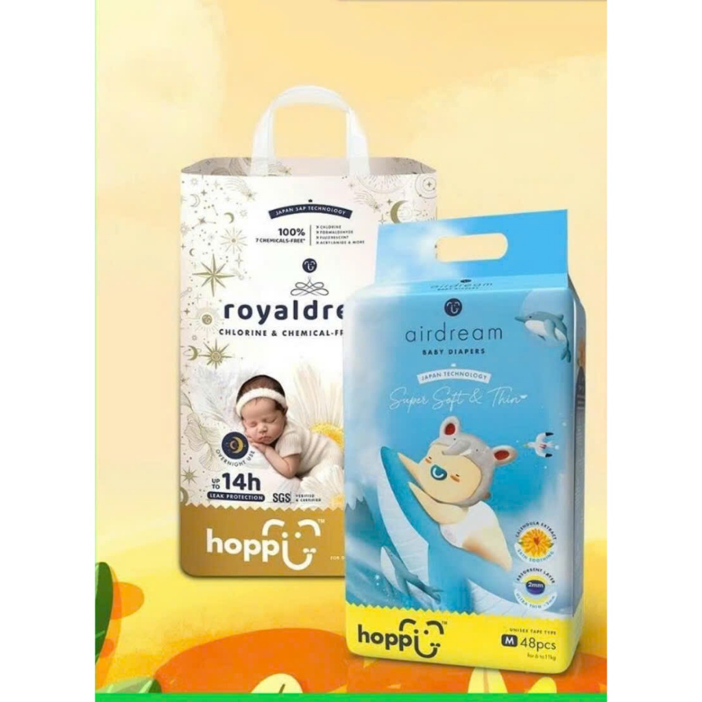 ผ้าอ้อม Hoppi Airdream / Royal Dream ระดับพรีเมียมของสิงคโปร์พร้อมเทคโนโลยีบางพิเศษทําให้แห้งได้นานถ