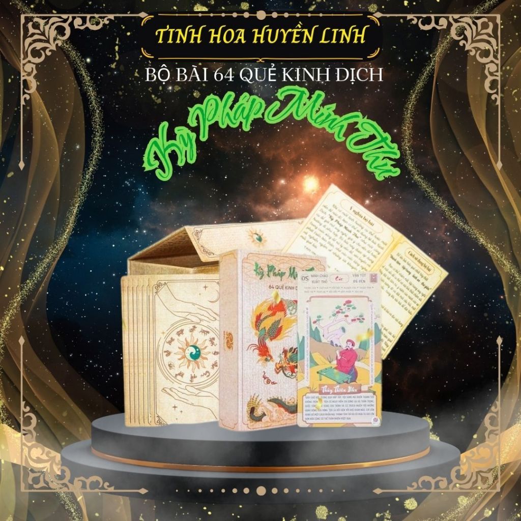 I Ching Deck of 64 เฮกซะแกรมแห่งธรรมะ MINH Thu - คู่มือถอดรหัสชะตาจาก I Ching [ฟรีเหรียญหยินและหยาง]