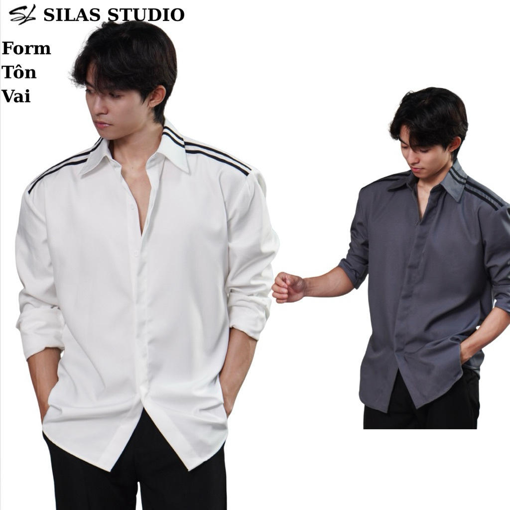 (สินค้าใหม่) เสื้อเชิ้ต SILAS CONAL S01 Hem ไหล่ธรรมดา - คอปกไขว้ผ้าฝ้ายผู้ชายพร้อมปุ่มหลวม - ASL46