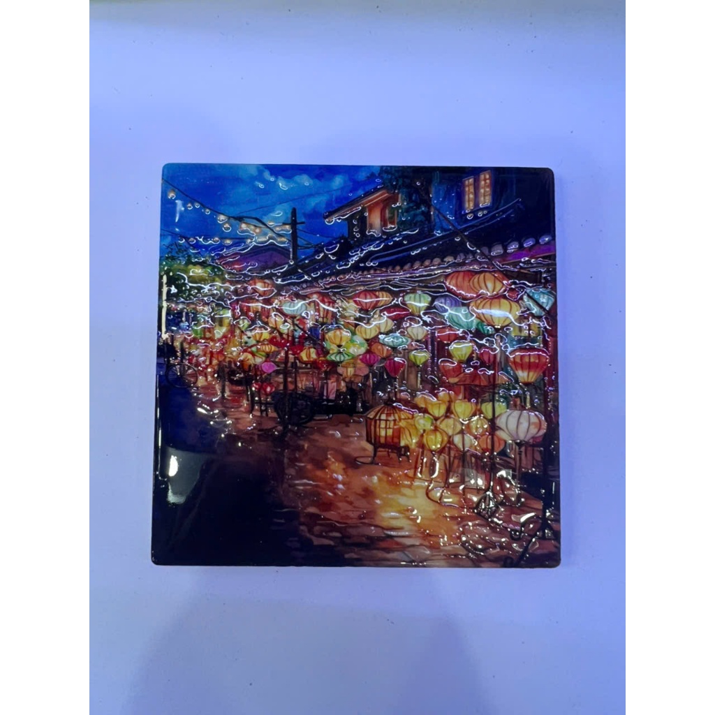 3D Coaster (Ceramic Square Coaster สีน้ํา Hoi An 50)