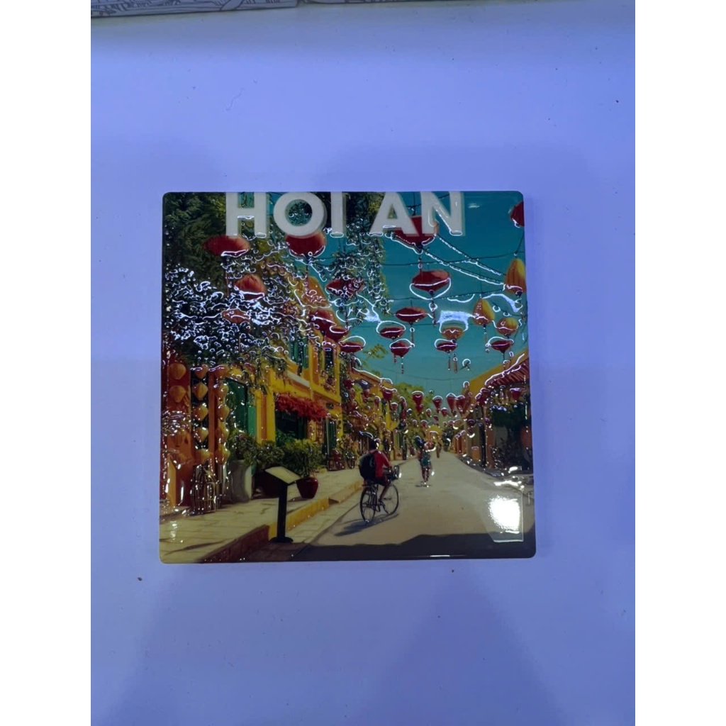 ที่รองแก้ว 3D (Ceramic Square Coaster Vintage Hoi An 6)