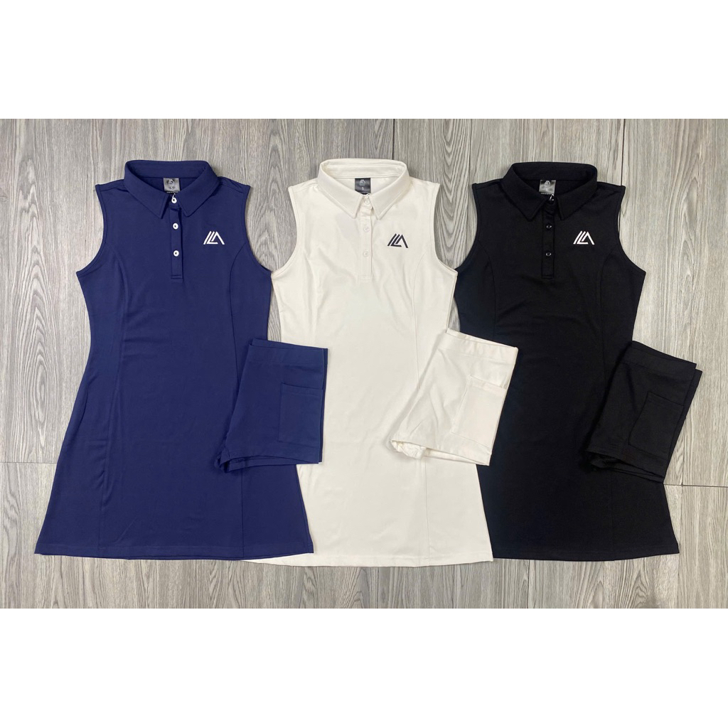 Milin กระโปรงกีฬา Slim Fit เสื้อคอเต่า + กางเกงขาสั้นป้องกันคุณภาพสูงสําหรับกอล์ฟ, เทนนิส, Picklebal