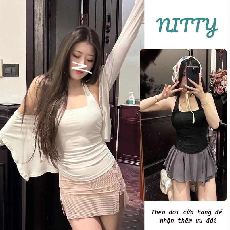 NITTY เสื้อครอปสายเดี่ยวเว้าหลัง