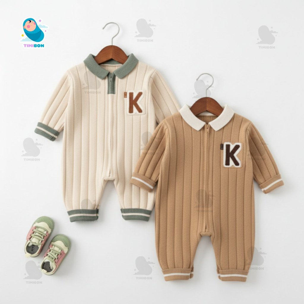 บอดี้สูทผ้าขนสัตว์เด็กฤดูใบไม้ร่วงฤดูหนาว, บอดี้สูทซิปคอปกเปิดแขนยาว, บอดี้สูทชิ้นเดียวแบบหนาสไตล์เก