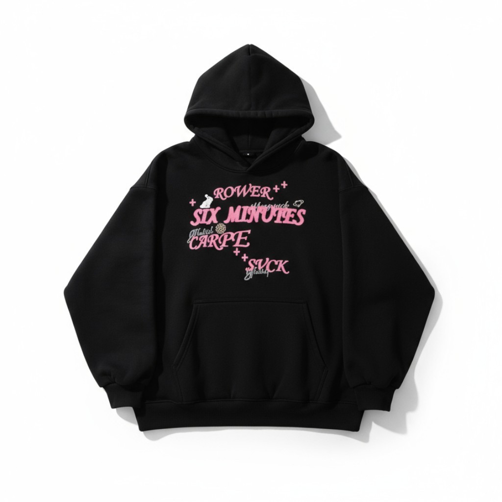 ROWER Hoodie พัฟแขน 2 ชั้นผ้าฝ้ายหนา Felt Overhead หมวก - GUFA