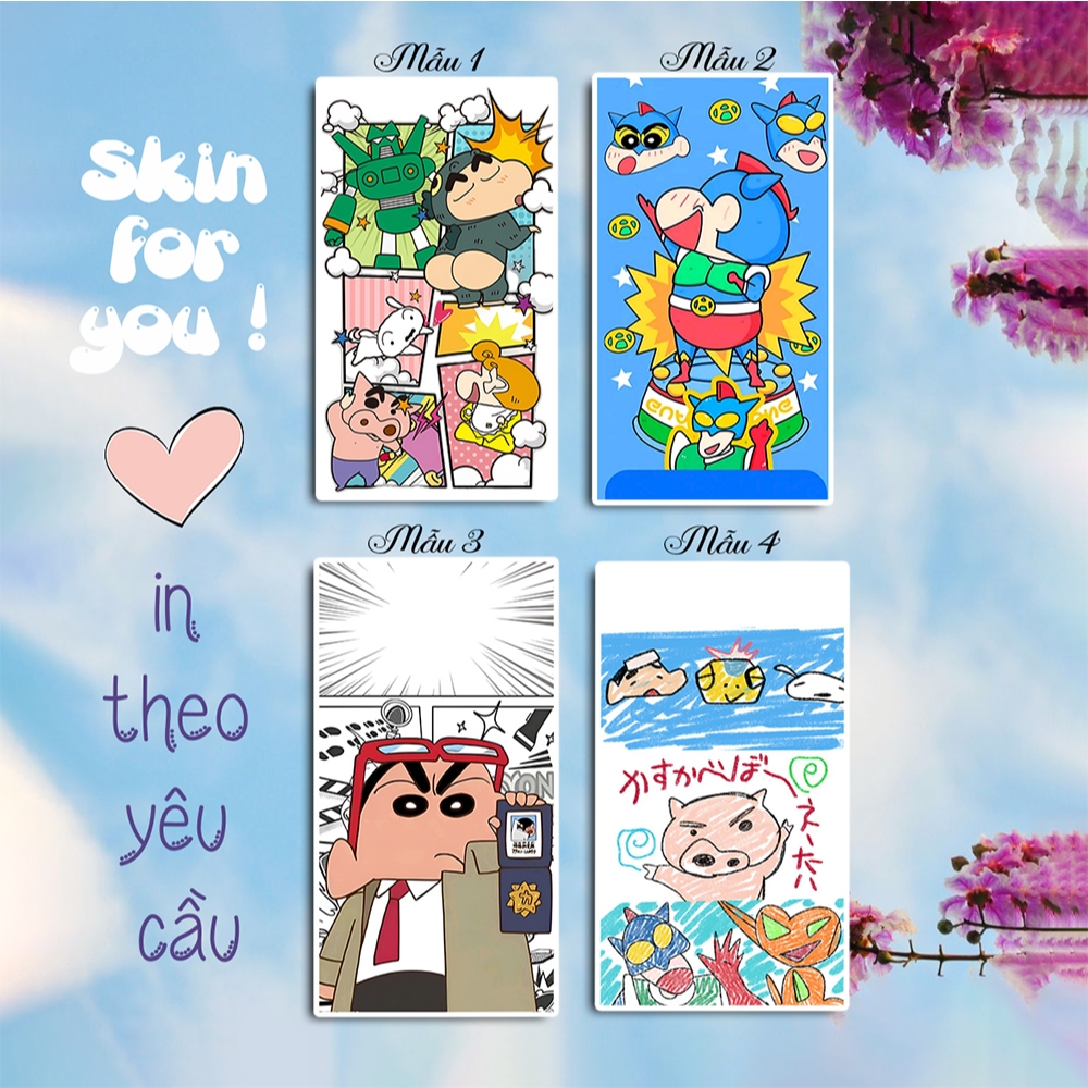 สติ๊กเกอร์พิมพ์ลาย SHIN PENCIL BOY ทุกรุ่น หุ้มกลิตเตอร์ bling (MESSAGE MACHINE NAME TO SHOP)