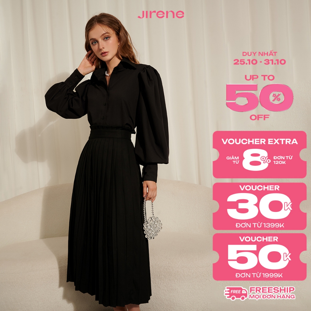 สูงสุด 70% + VC HOT || JIRENE - SKIRT - ANNIE SKIRT - JIN1SK01 สไตล์จับจีบ