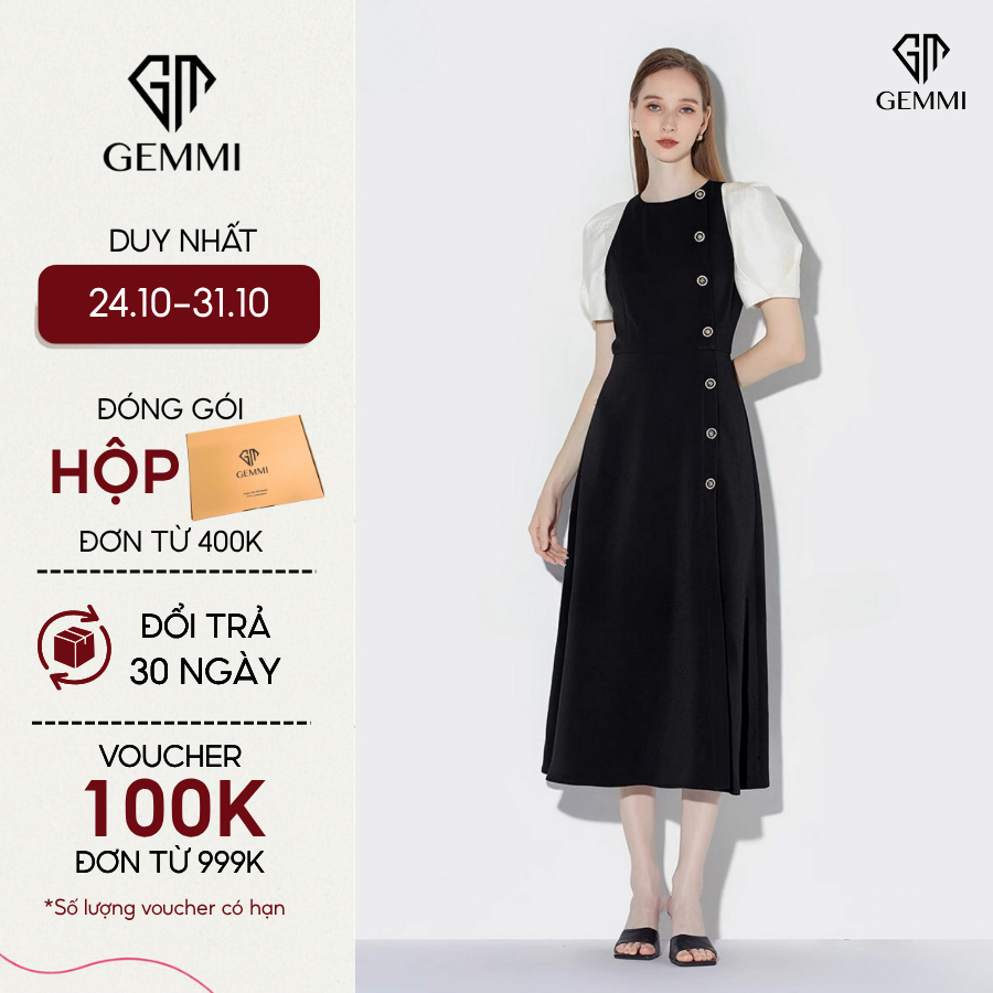 GEMMI เดรสแขนพัฟแฟชั่น DK8712