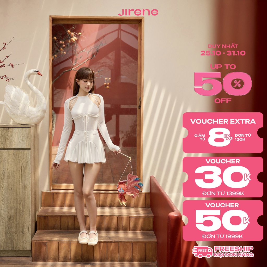 สูงสุด 70% + VC HOT || JIRENE ชุดเดรสยกทรงคอปกแขนยาวอินเทรนด์ HEIR