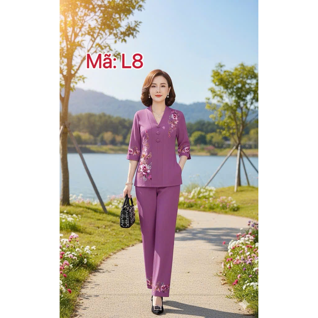 บริติชแอร์เวย์ ถึง ชุดโบราณ ชุดสวยสําหรับคุณแม่ สไตล์หรู กางเกงมีกระเป๋า เสื้อแขนสั้น ครบสี ทุกขนาด