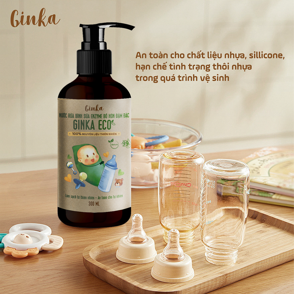 GINKA ECO น้ํายาทําความสะอาดขวดนมเอนไซม์สบู่เบอร์รี่เข้มข้น 300ml - จํากัดพลาสติกขวดนมและจุกนม
