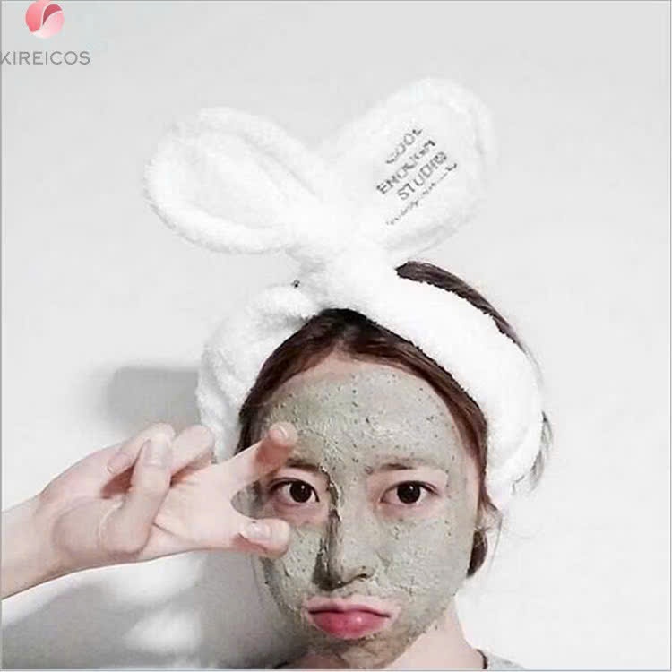 COMBO 2 RABBIT EARS SPIRAL FACE WASHING HEADBANDS จัดส่งแบบสุ่ม