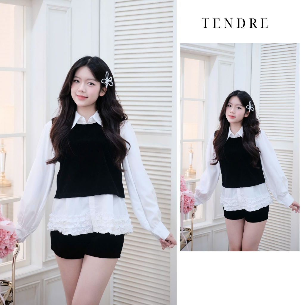 (TENDRE collection) DEAL open for Set 3 ชิ้นสําหรับสุภาพสตรีอ่อนโยน ชุดกํามะหยี่เรียบง่ายและผู้หญิง 